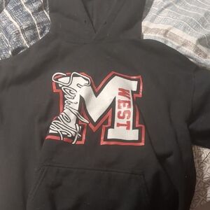 Mankato West ScarletsBlack Hoodie with Red and White